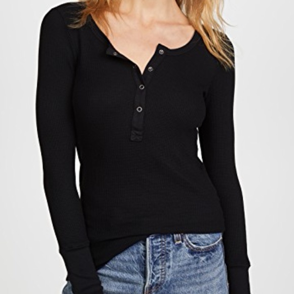 Splendid Sweaters - Splendid Henley Thermal in Black